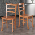 Light Oak Ladder Back Dining Chair Set 2 Piece Wood Chairs