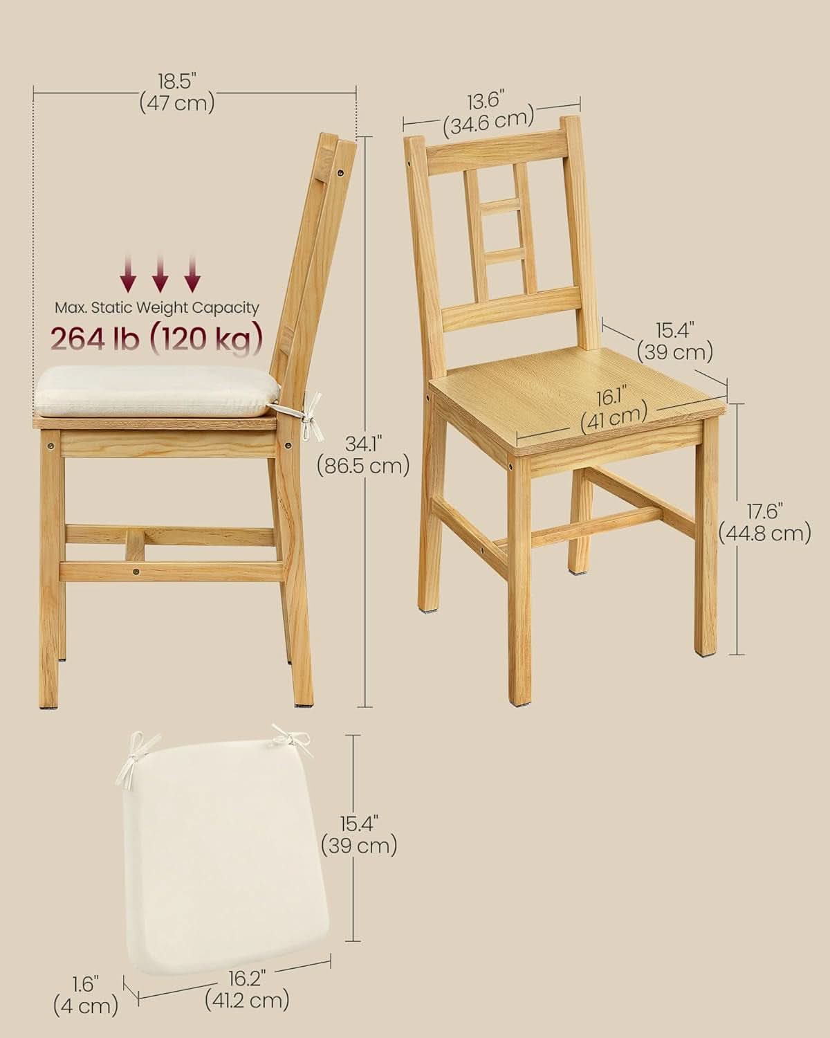 Luxurious Handcrafted Solid Wood Dining Chairs Set