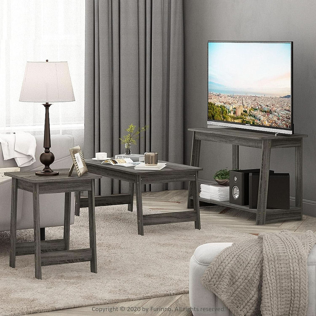 French Oak Grey TV Stand 35 Inch Wide For 37 Inch TV