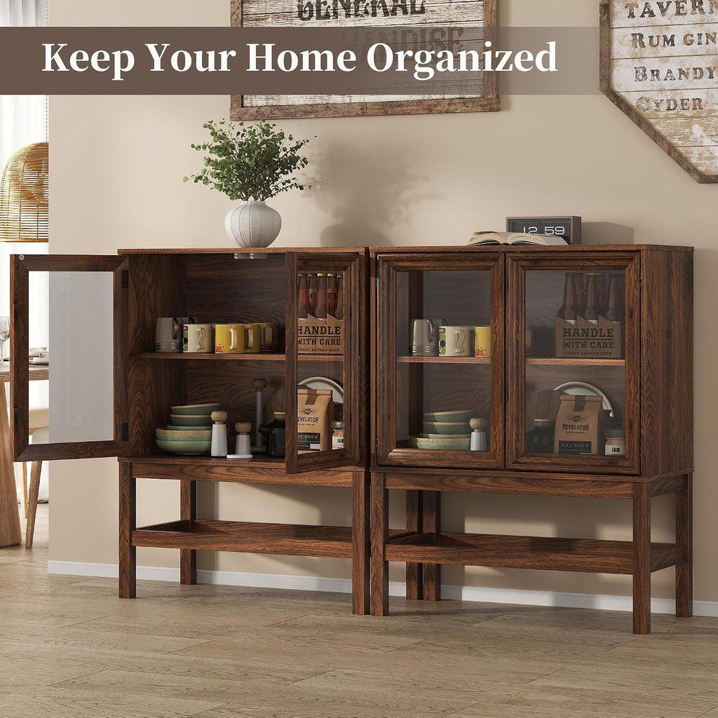 Large Handcrafted Sideboard Cabinet With Clear Glass