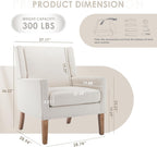 Beige Chenille Upholstered Wingback Chair With Wood