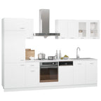 NNEVL 8 Piece Kitchen Cabinet Set White Chipboard