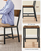 Dining Chair Set Of 2 Rustic Wood Chairs With Metal Frame Two Tone