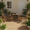 3 Piece Outdoor Wood Patio Furniture Rocking Chair Table Bistro Set