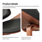 Shell Lounge Chair Tripod Wood with Black PU Leather Chairs