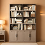Washed Gray Tall BookcaseUnit With Storage Cabinets