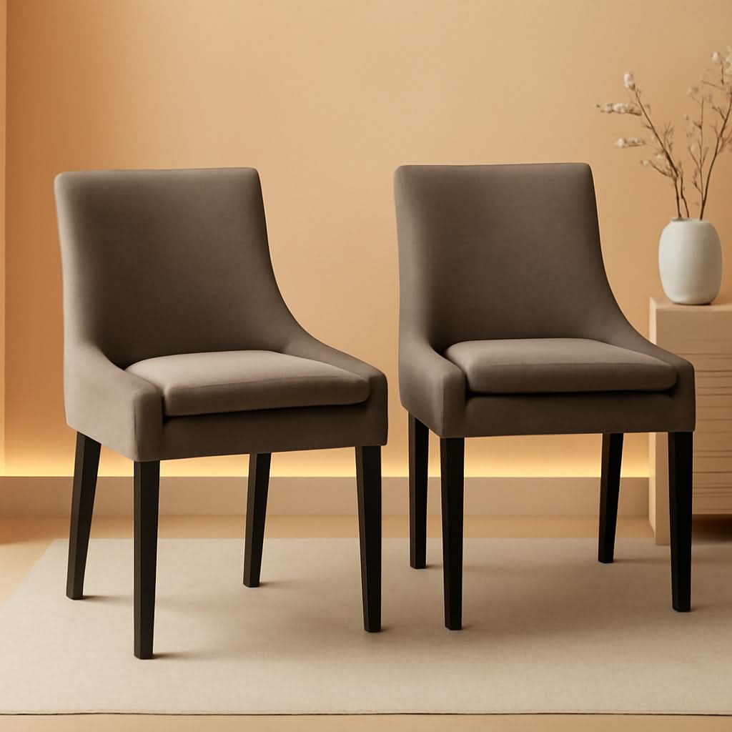 Luxurious Camel Upholstered Dining Chairs With Wood