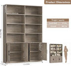 Washed Gray Tall BookcaseUnit With Storage Cabinets