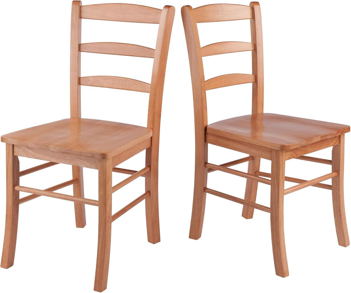 Light Oak Ladder Back Dining Chair Set 2 Piece Wood Chairs